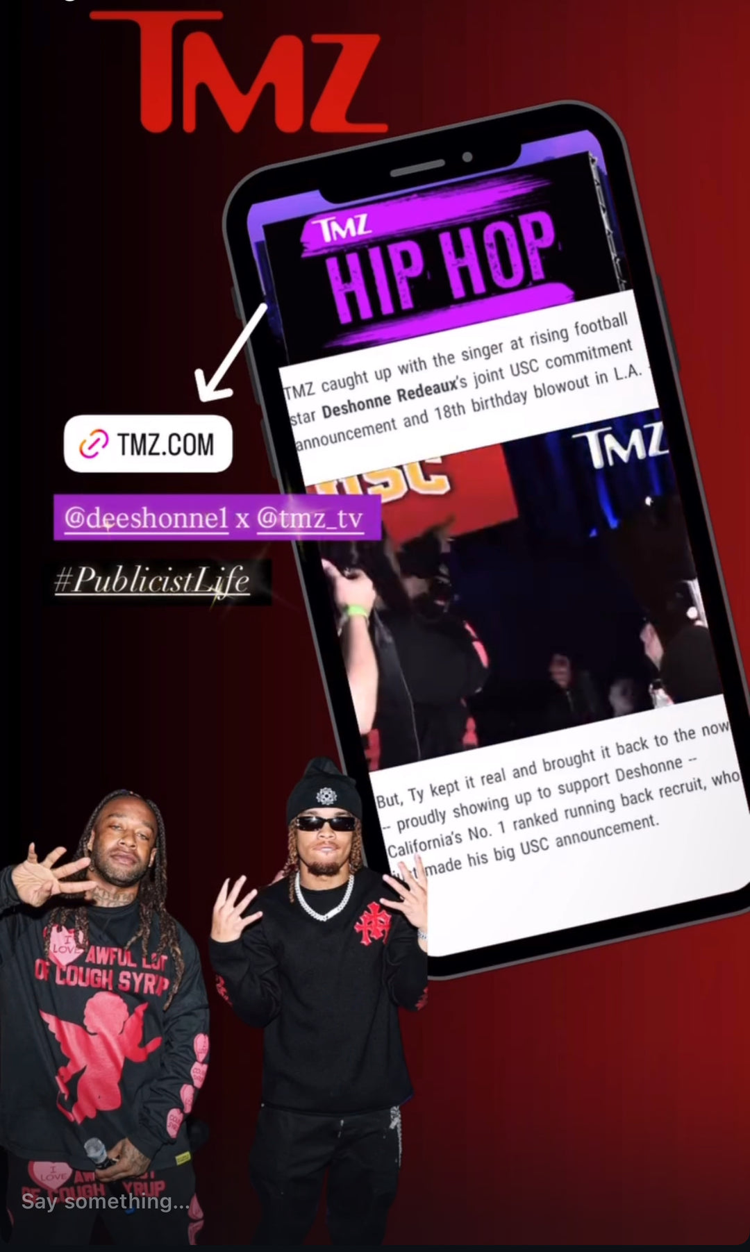 TMZ caught up with the singer at rising football star Deshonne Redeaux’s joint USC commitment announcement and 18th birthday blowout in L.A.